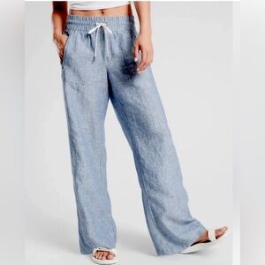 Athleta Light Blue Linen Wide Leg Pants